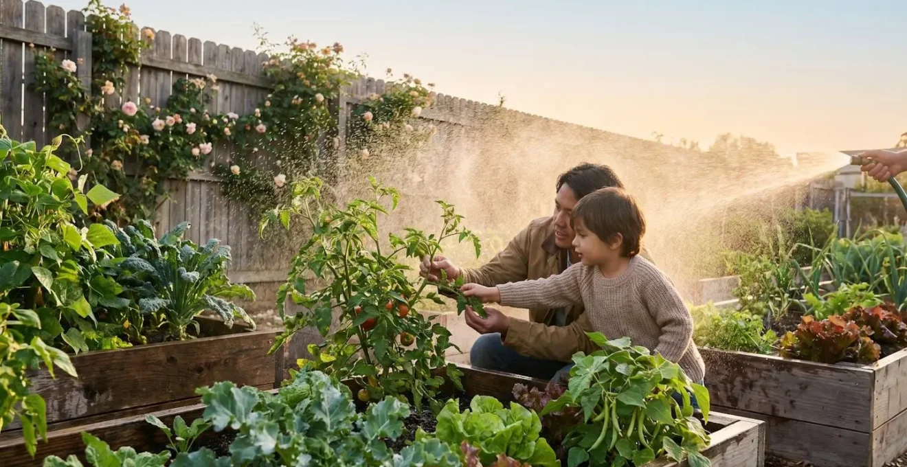 Close-up of garden plants protected from aphid pests using natural organic methods