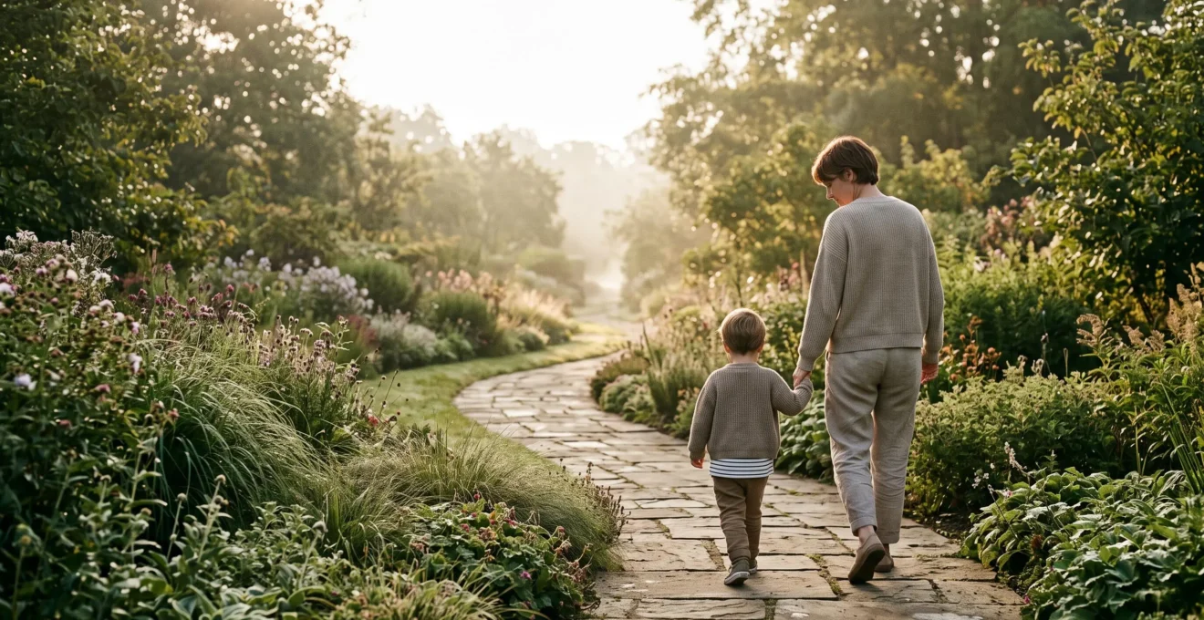 A parent and child walking together along a winding, softly lit pathway symbolizing the step-by-step EHCP statutory journey